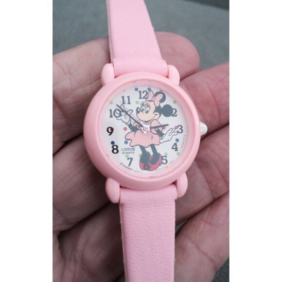 Vtg LORUS / Seiko Pink MINNIE MOUSE WATCH 2-Tone Band DISNEY Japan - New Battery - Picture 7 of 8